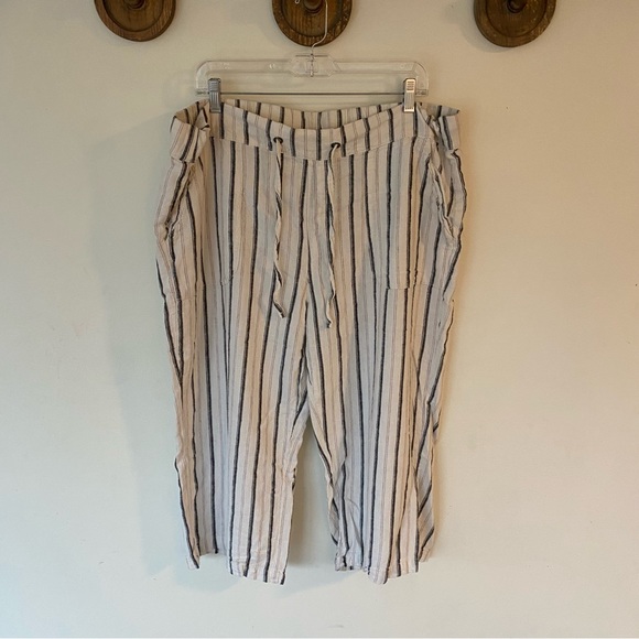 Denim & co naturals striped linen blend cropped pants size XL - Picture 7 of 10